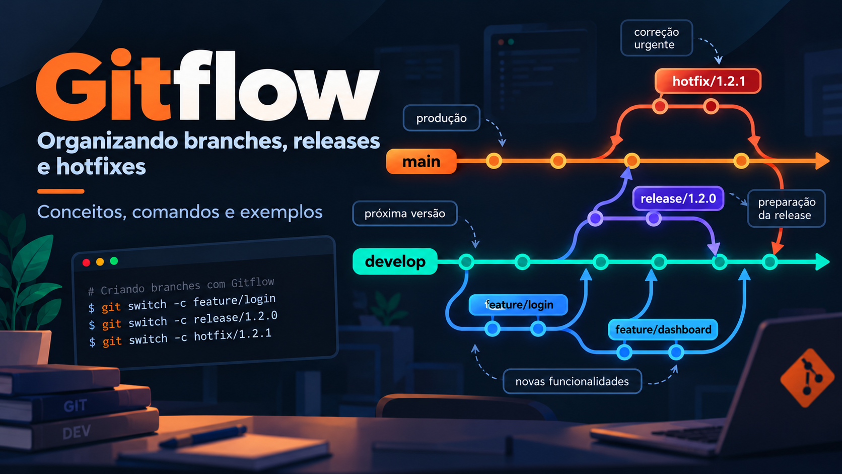 Gitflow: organizando branches, releases e hotfixes em um fluxo de trabalho